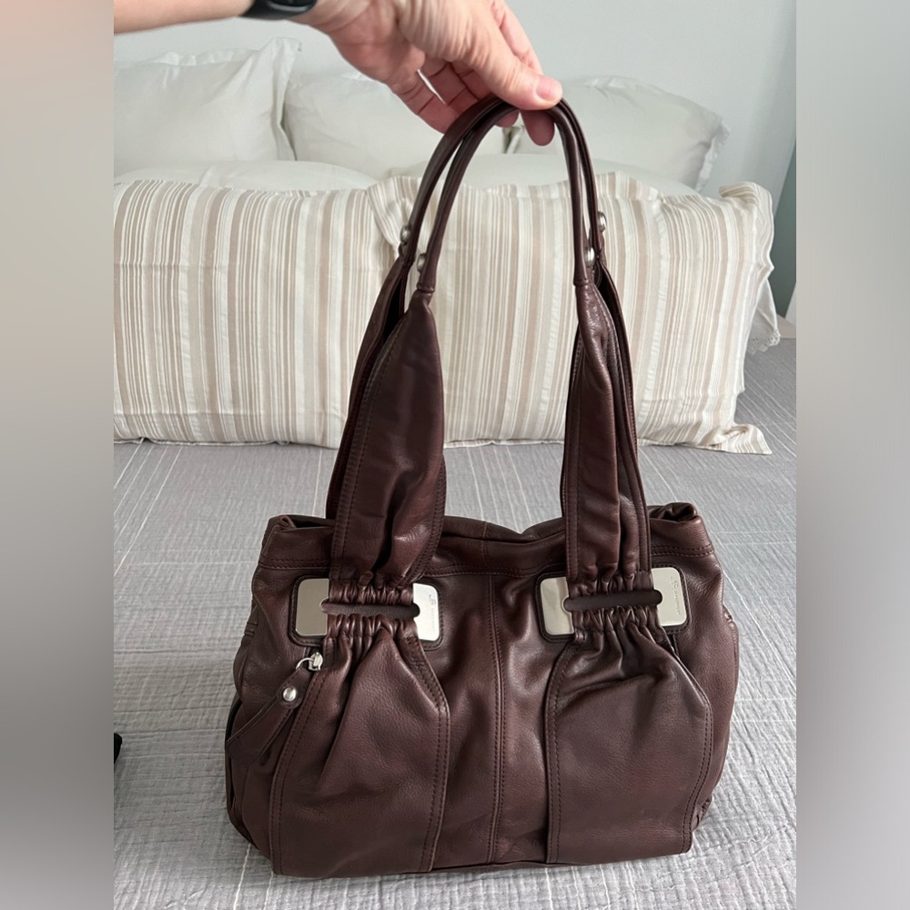 B Makowsky Brown Leather Handbag-EUC - Picture 3 of 13